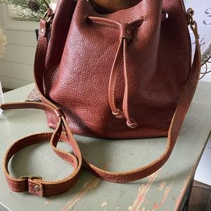 Portland Leather Co. Bucket Crossbody Purse Nutmeg Leather